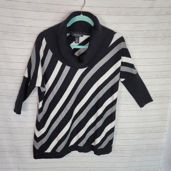 WHITE HOUSE BLACK MARKET ASYMMETRICAL STRIPED TURTLENECK SWEATER, sz XS - Picture 10 of 10